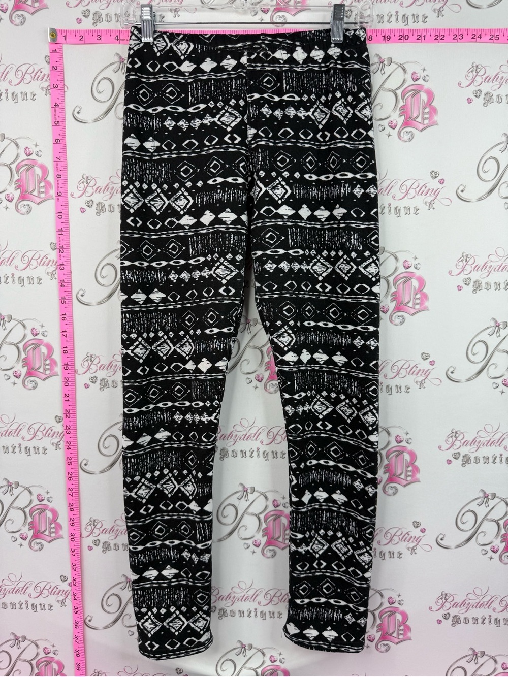 Just cozy fleece Black & White Aztec Print Leggings - Women's Stretch Leggings
